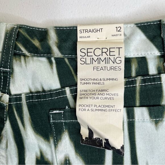 Jones New York Sutton Straight Loden Green Combo Slimming Jeans Women 12 NWT - Picture 9 of 16